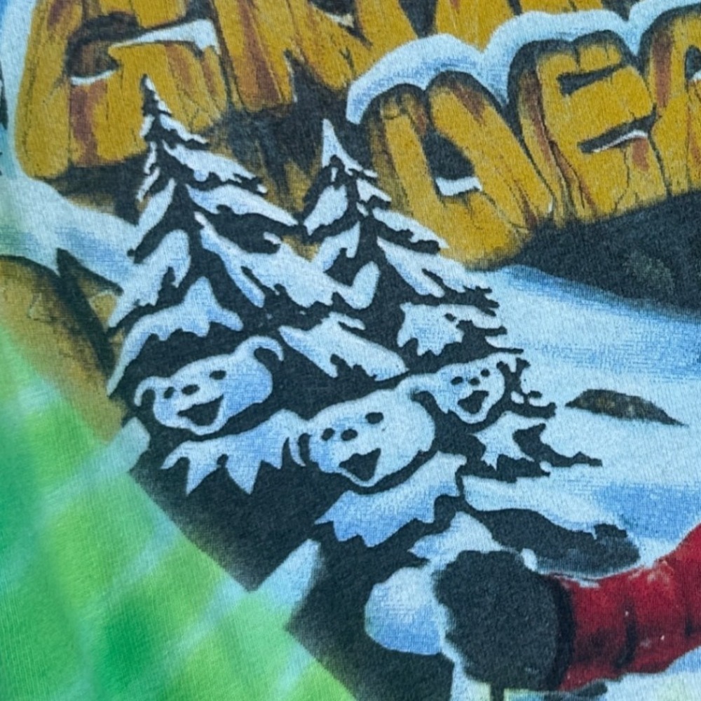 Vintage 1997 Grateful Dead T-Shirt Mens M Blue Green Tie-Dye Heli Skiing Sundog - Picture 3 of 11